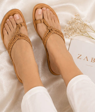 ZABA Women’s Camel Brown Braided Comfort Slippers